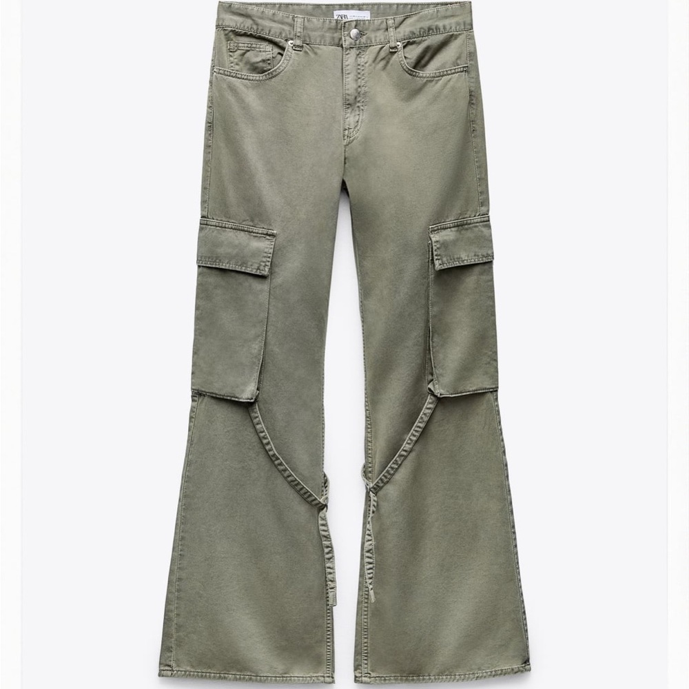 zara army green military style jeans